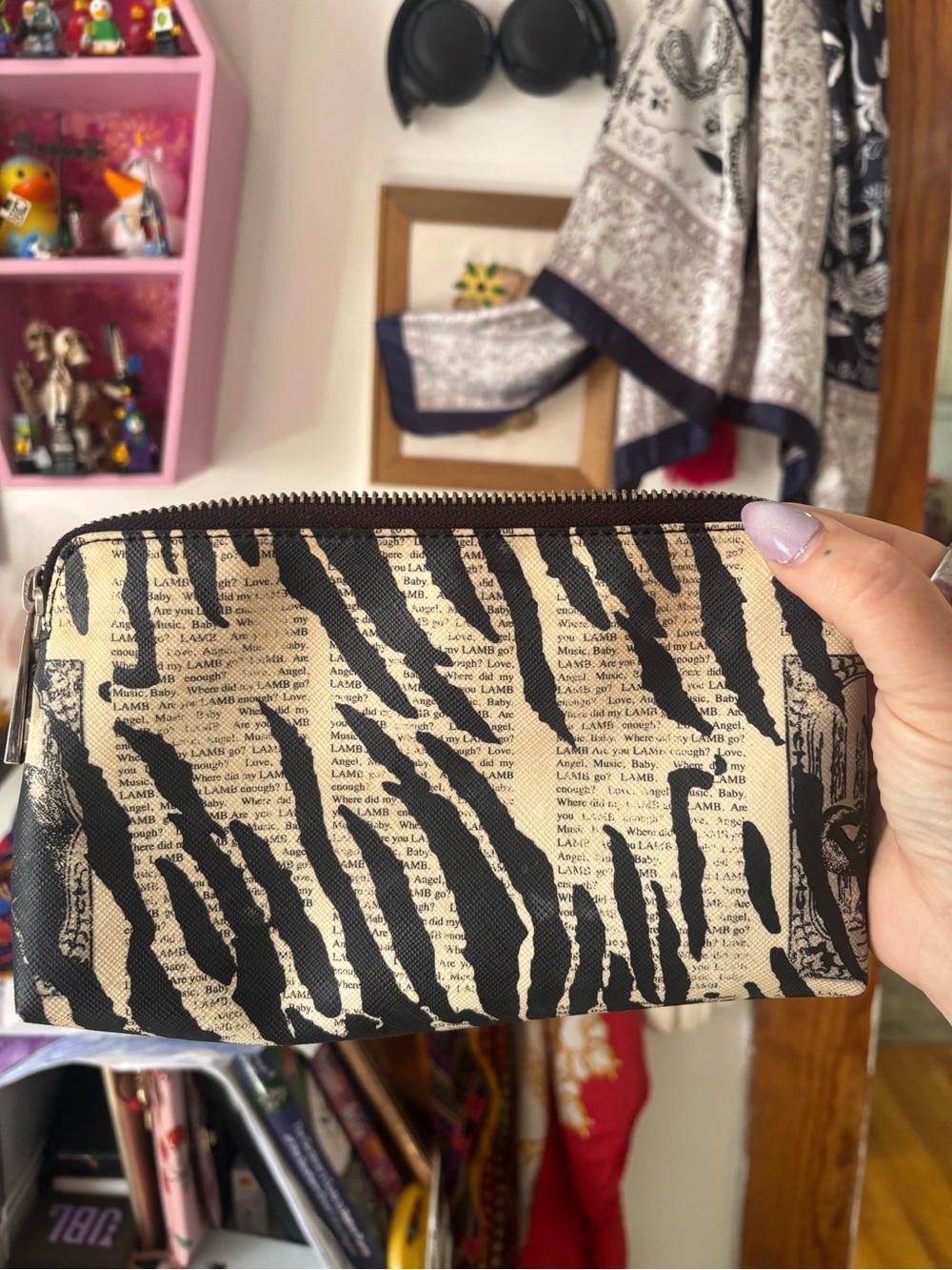 L.A.M.B. Black & Cream Zebra Cosmetic Pouch - Picture 3 of 4